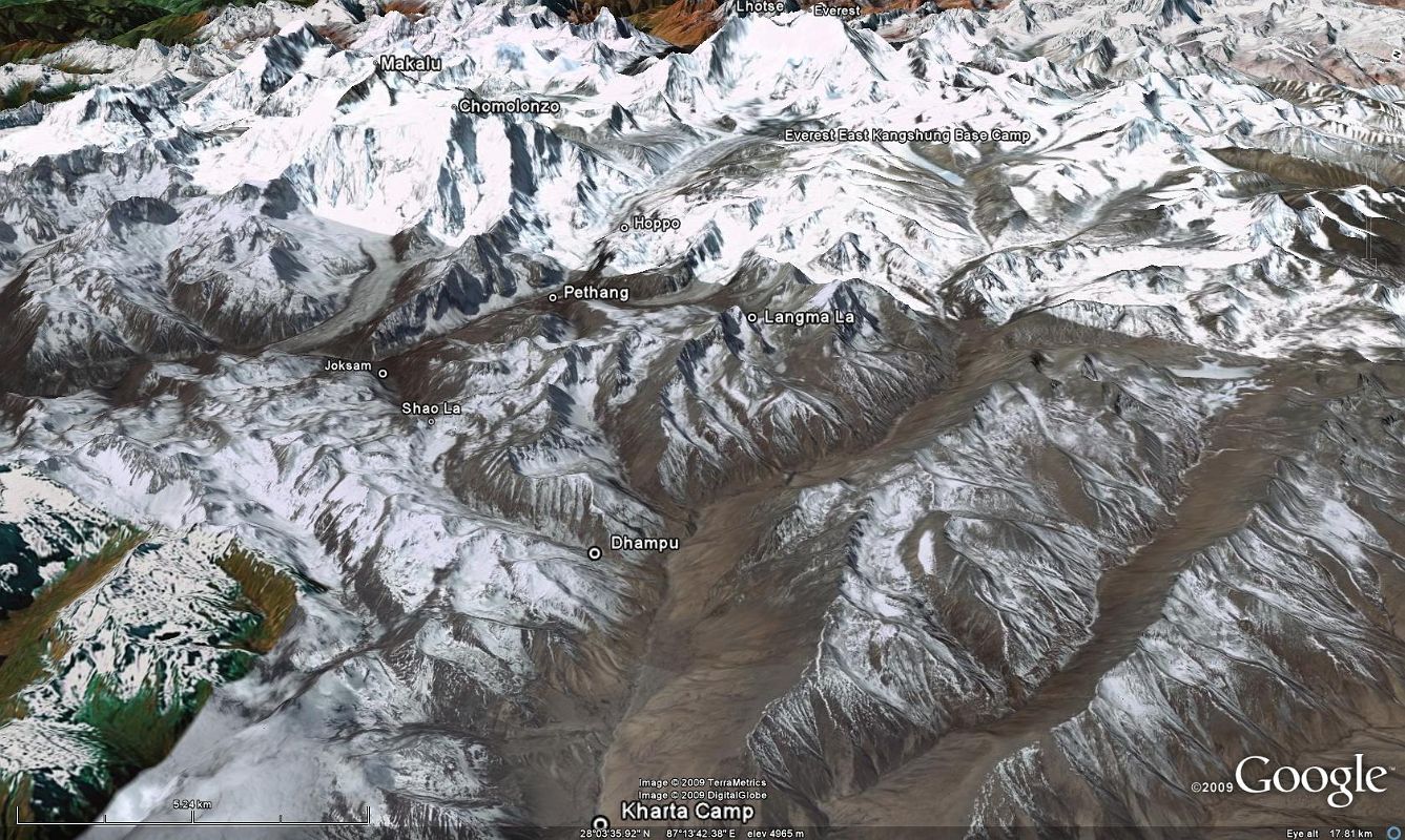 01 Google Earth Image Of Everest Kangshung East Face Trek